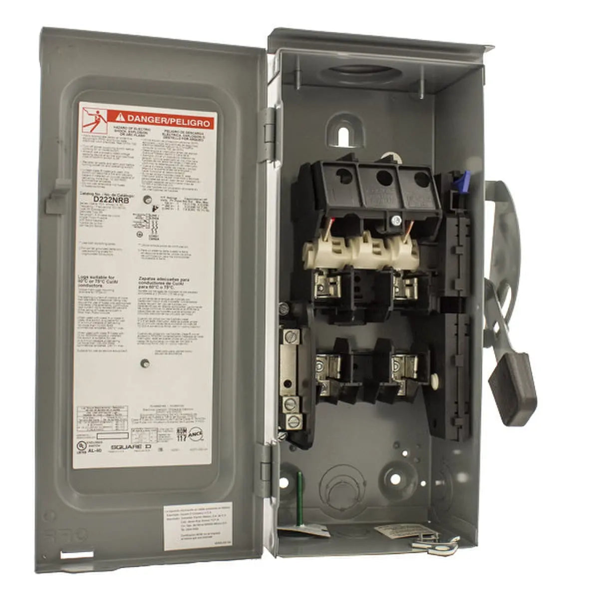 Square D/Schneider Electric D22 60 A Fusible Disconnect Safety Switch.