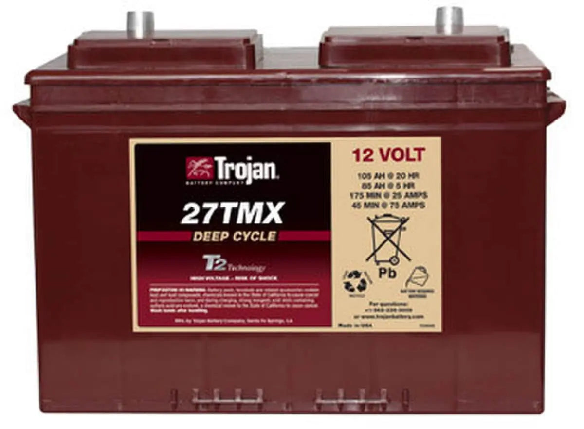 Trojan Battery 12 V 105 Ah Flooded Lead Acid Battery with POD Vent.