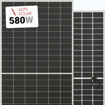 Alps Solar 580W Bifacial Solar Panel – 144 Cells (ALPS72D30T-TP-580).